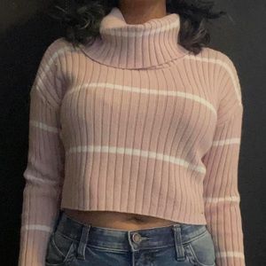 Knit turtleneck cropped long sleeve